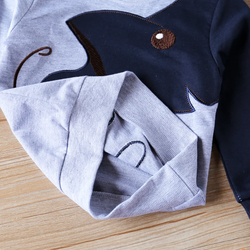 Humor Bear Boy Girls Sweater Top Spring Autumn Long-sleeve Cartoon Patchwork Cute Child Coat Outwear Clothes