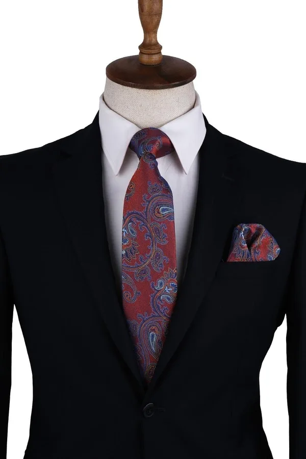Orange Paisley Pattern Mendilli Classic Tie KK10629