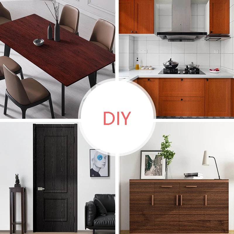 DIY Wood Grain Wallpaper for Kitchen Films Reconditioned Clothes Closet Closet Door Furniture for Home Office Decor Wall Sticker