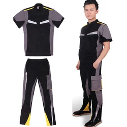 Abbigliamento da lavoro estivo per uomo colletto alla coreana tute riflettenti Slim Fit 4s negozio riparazione Auto lavaggio decorazione tuta da lavoro uniforme