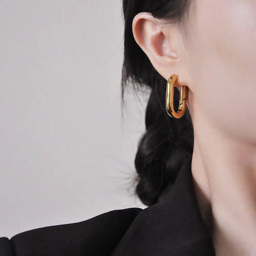 

Brass Geo Irregular Stud Earring Statement Women Jewelry Punk Party Gown Brincos T Show Runway Rare Korean Japan Style INS