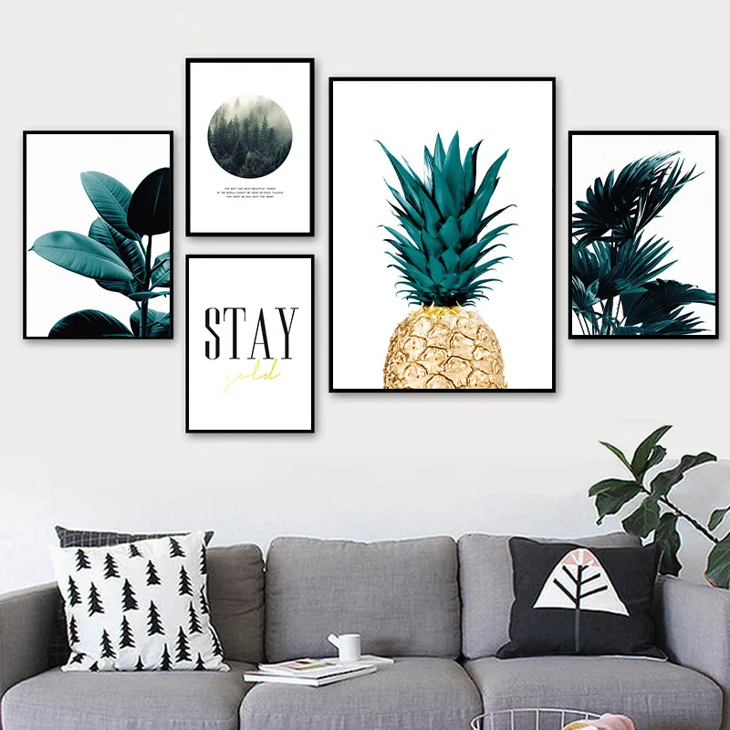 Nordic Minimalist Pineapple Art Canvas Painting Print Tropical Plant Leaves Wall Poster Pictures For Living Room Home Decor