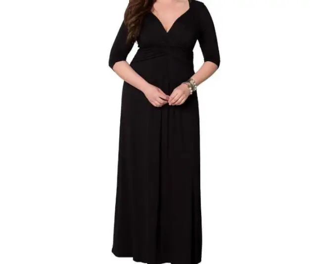 Black V Neck Half Sleeve Women Dress Plus Size 3XL Summer Big Size Casual Women Clothing For Party Elegant Lady Dress