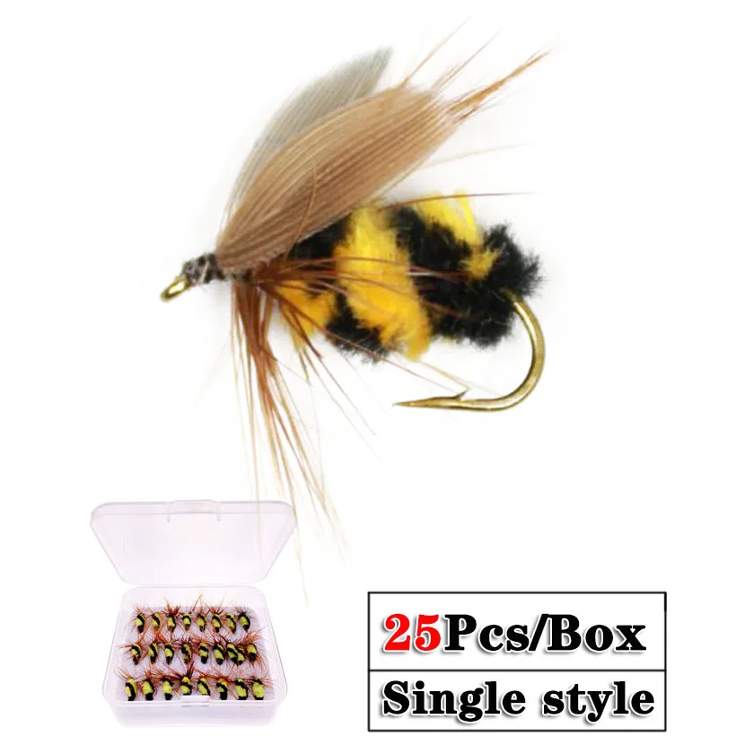 25-76-Pieces Mixed Styles Fly Fishing Lure Wet/Dry Nymph Artificial Flies Bait Pesca Tackle Trout Carp Kit