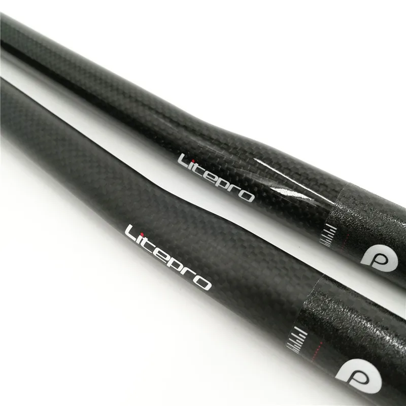 Litepro Bicycle Carbon Fiber Handlebar 25.4mm * 540mm Ultralight Horizontal Handlebar Folding Bike Accessories