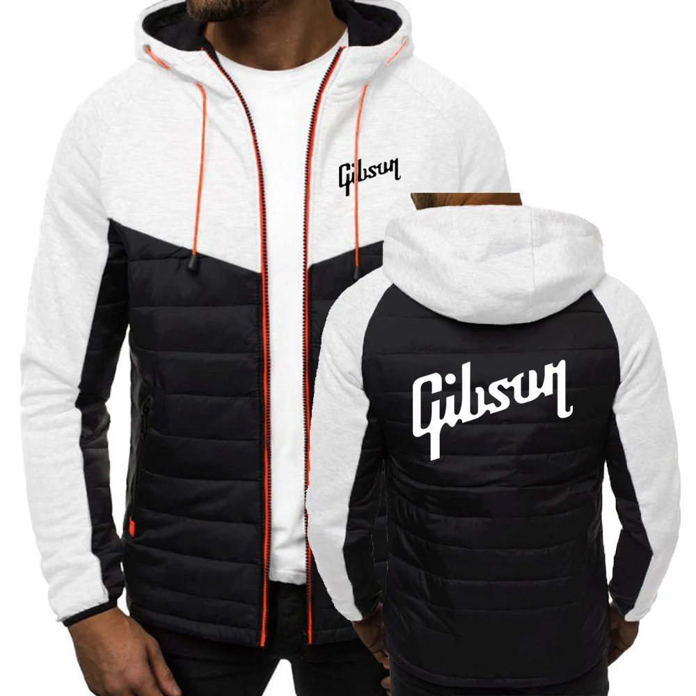 2021 Gibson Printing New Spring Autumn Men's Hoodies Classic Fashion Male Casual Long Sleeve Solid Color Padded Zipper Jacket