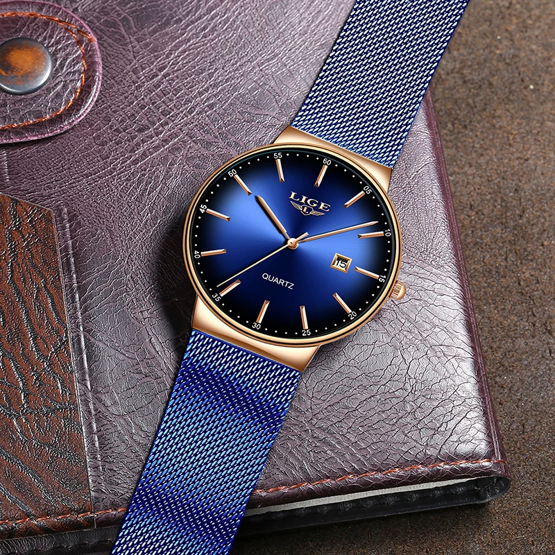 LIGE Fashion Quartz Women Watch Ultra-thin Dial Mesh Belt Waterproof Watches for Women Ladies Casual Sport Elegant Female Clocks