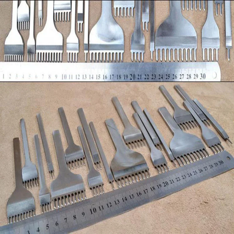 Strumento per intaglio manuale in pelle fai-da-te acciaio bianco Lingering strumento per punzonatura in pelle conciata al vegetale forchetta per