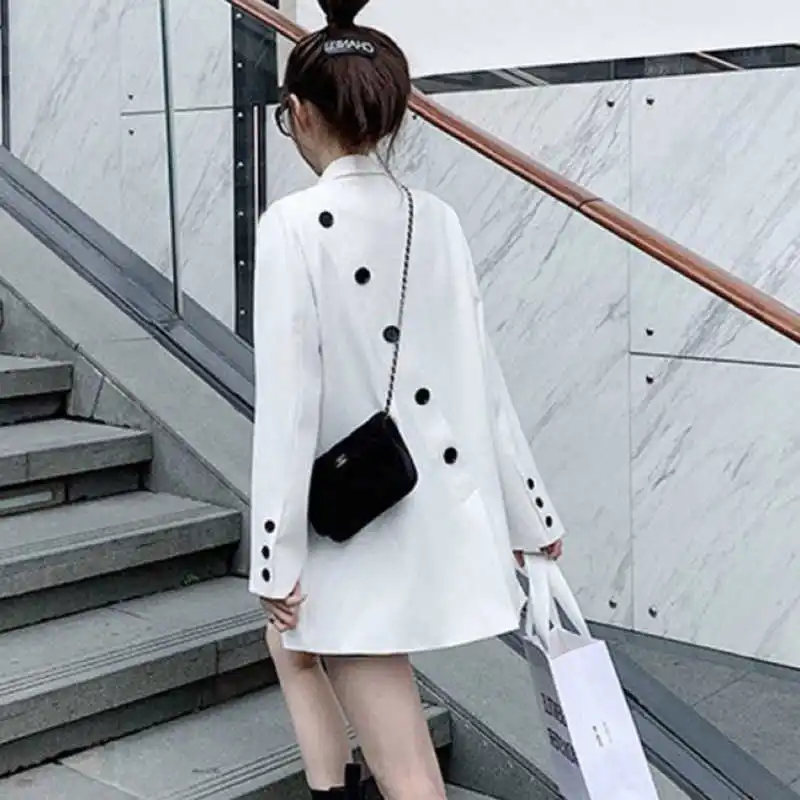 LANMREM New Women Blazers Coat  Korean Version Design Sense Lapel Loose Fit Jacket Fashion Tide Autumn 2024 2P9520