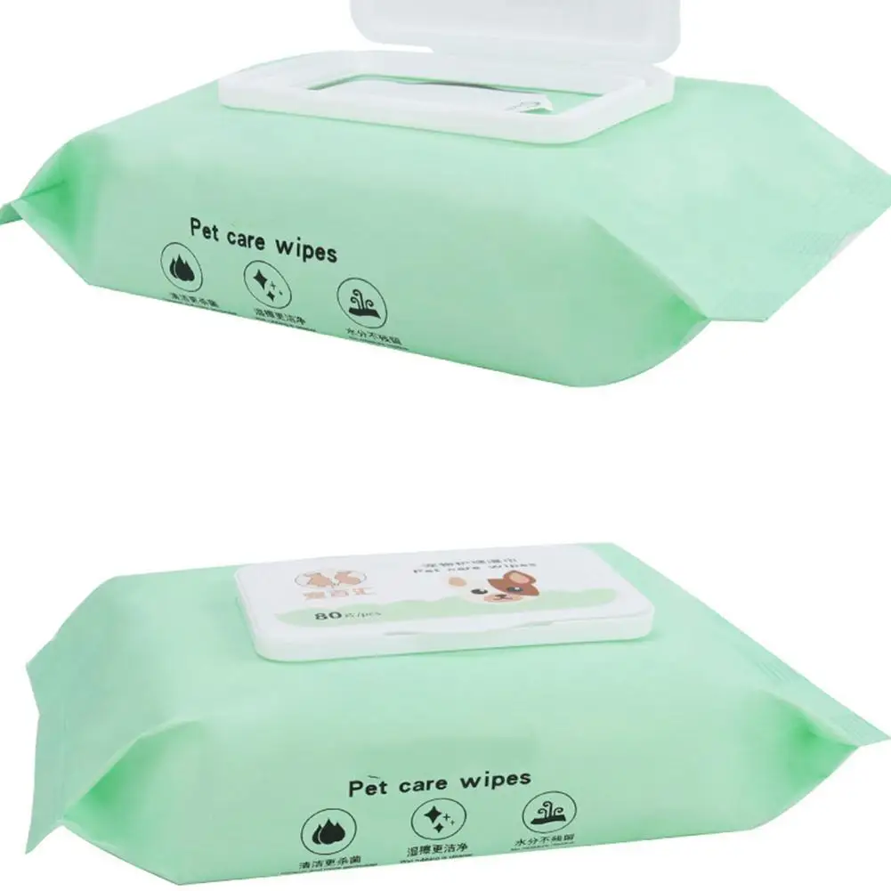 80pcs/set Pet Wet  Wipes Dog Tear Stain Removal Pet Cleaning Accessories Anti-bacterial Deodorization