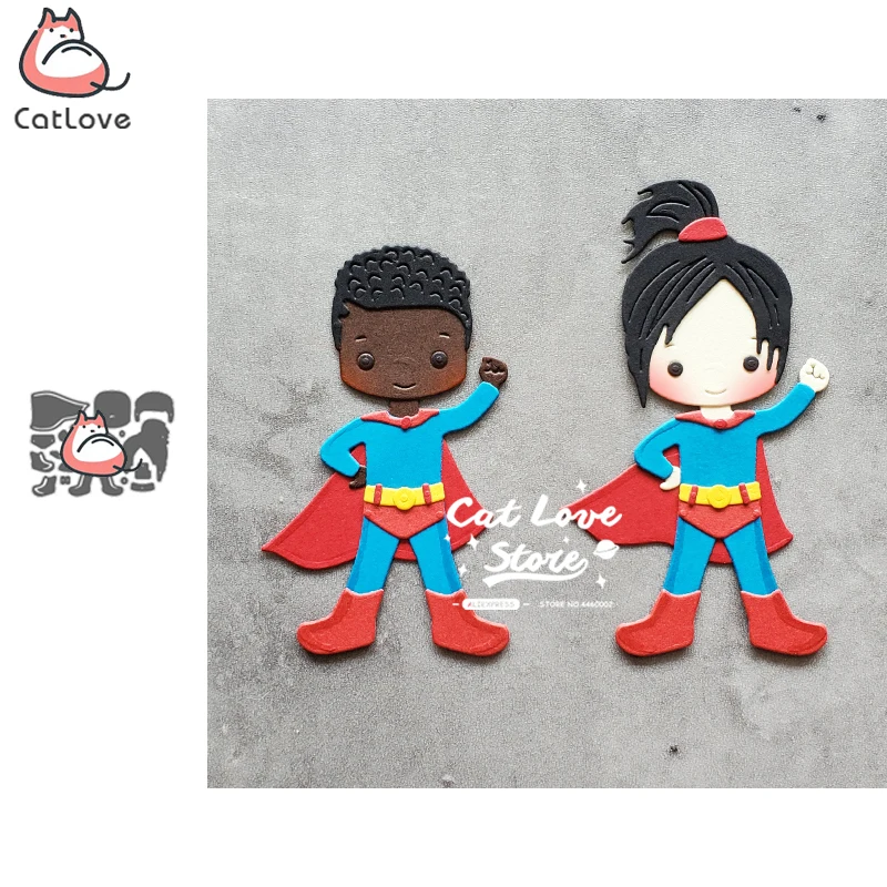 Catlove Superhero Boy Girl Metal Cutting Dies Scrapbooking Mold Stencil Die Cut Card Making DIY Craft Embossing New Die For 2020