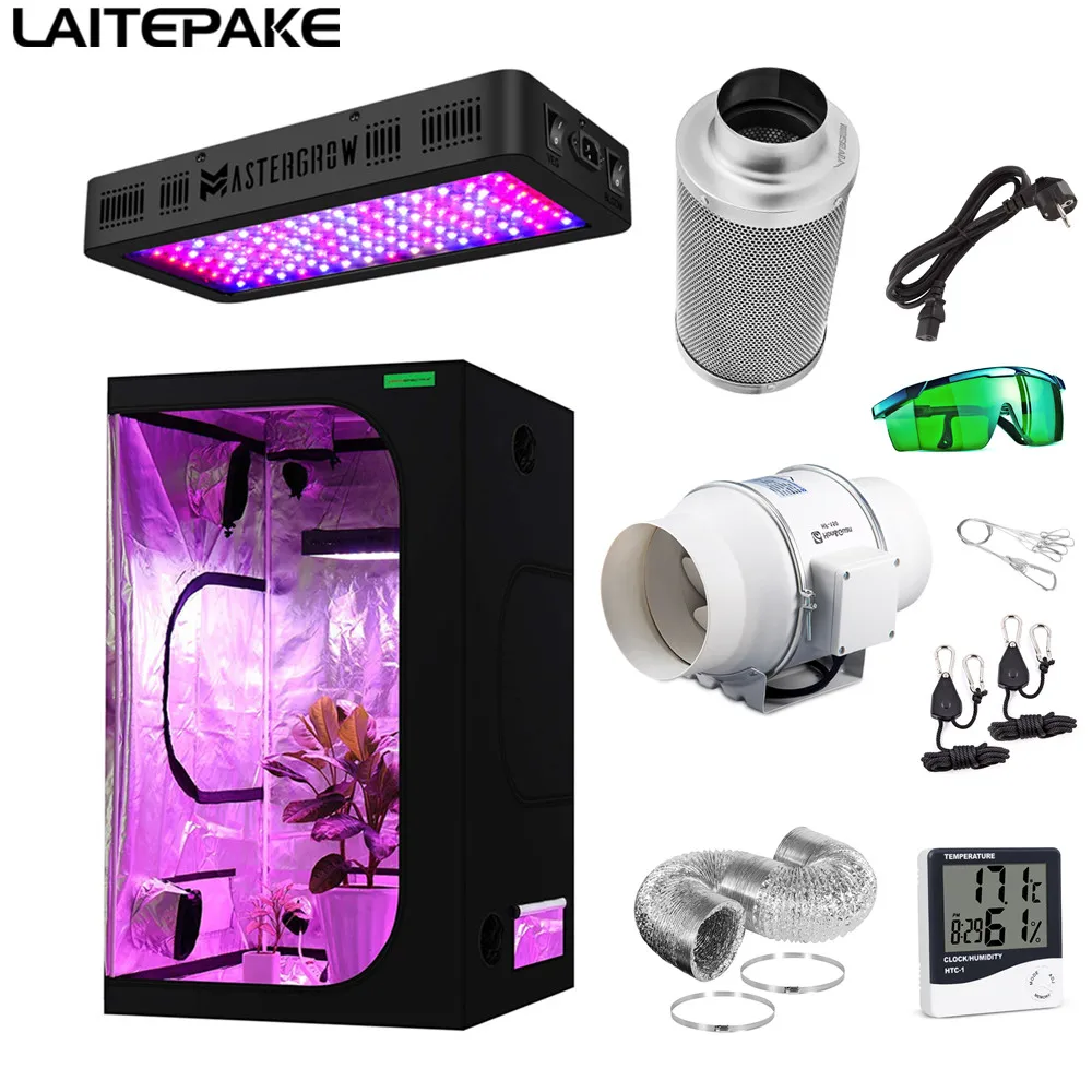 Led Grow Light Combination Suit with 1200-2000W 6 inch Fan filter set 120-300CM Grow Tent for indoor Hydroponics box plant grow