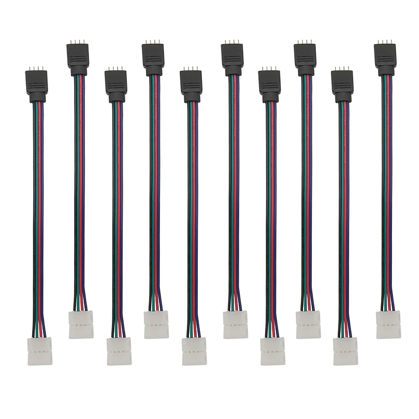 RGB 5050 3528 LED Strip Light Connector 4 Pin LED Power Light Cable Extension Wire Connector Wide 10mm Length 15CM