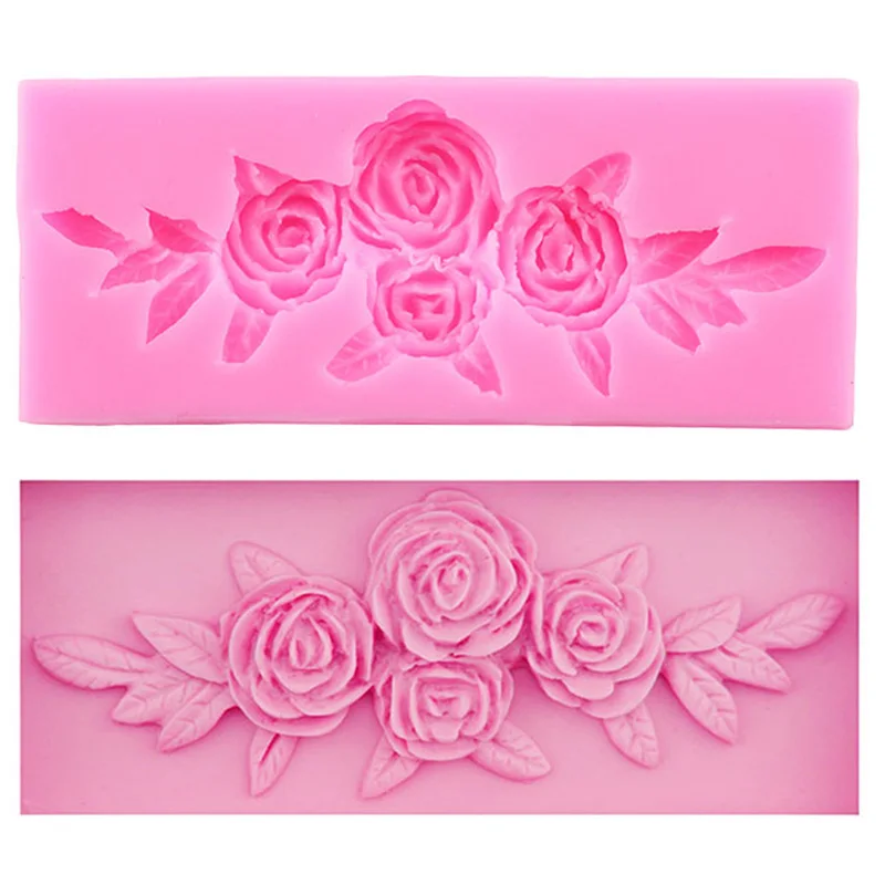 Leaf Rose Flower Silicone Molds DIY Wedding Fondant Cake Decorating Tools Candy Clay Resin Mold Chocolate Gumpaste Moulds