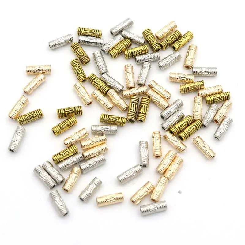 100pc Antike Gold Farbe Lose Rohr Metall Spacer Perlen Für Schmuck Machen Hand Beadwork Diy Zubehör Großhandel – Detail 1