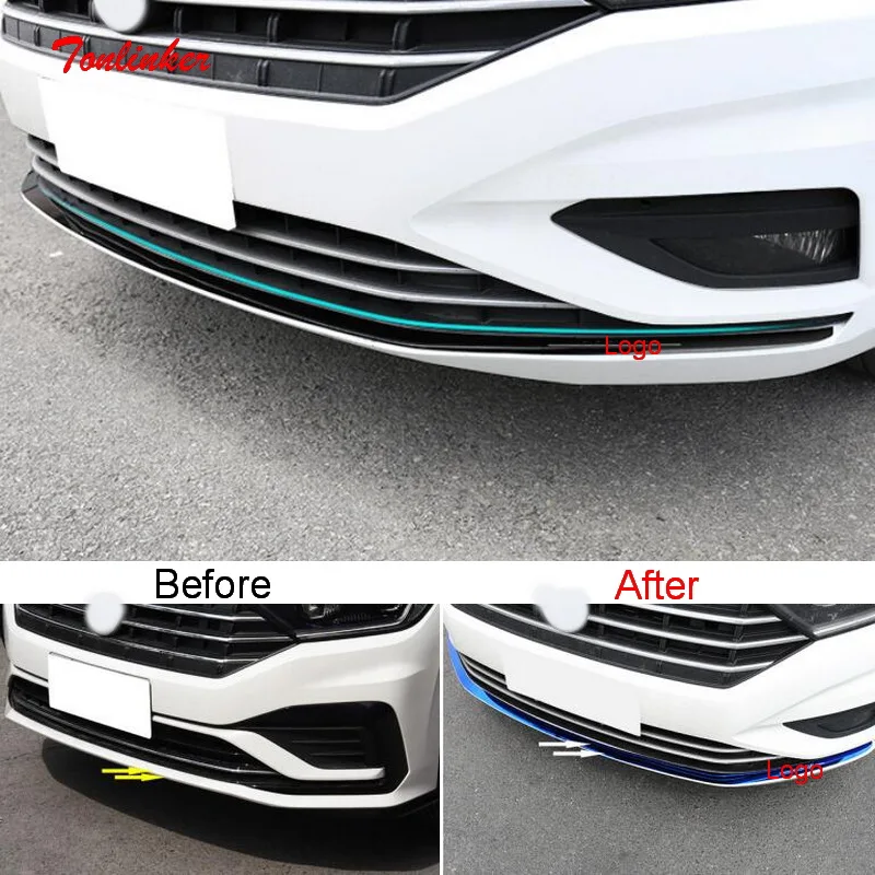 

Tonlinker Exterior Front Bumper Cover Case Stickers for Volkswagen Jetta MK7 2019-20 Car Styling 1 PCS Metal Cover Stickers