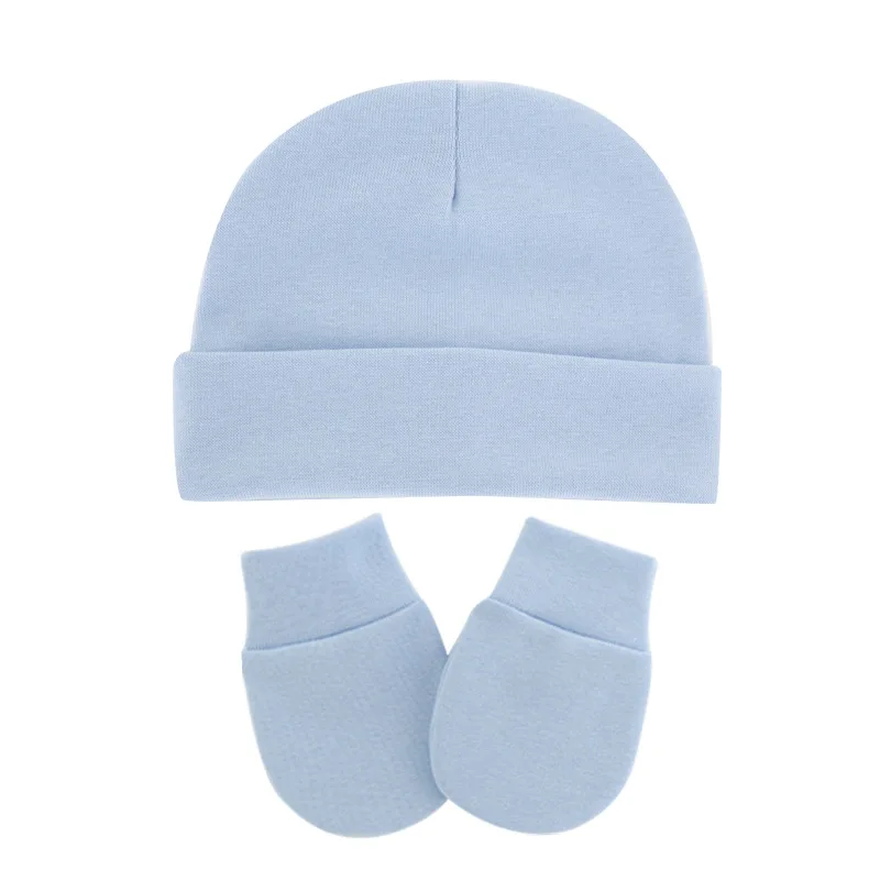 3pcs Baby Infants Anti Scratching Cotton Gloves+Hat Set Newborn Face Protection Scratch Mittens Warm Cap Kit