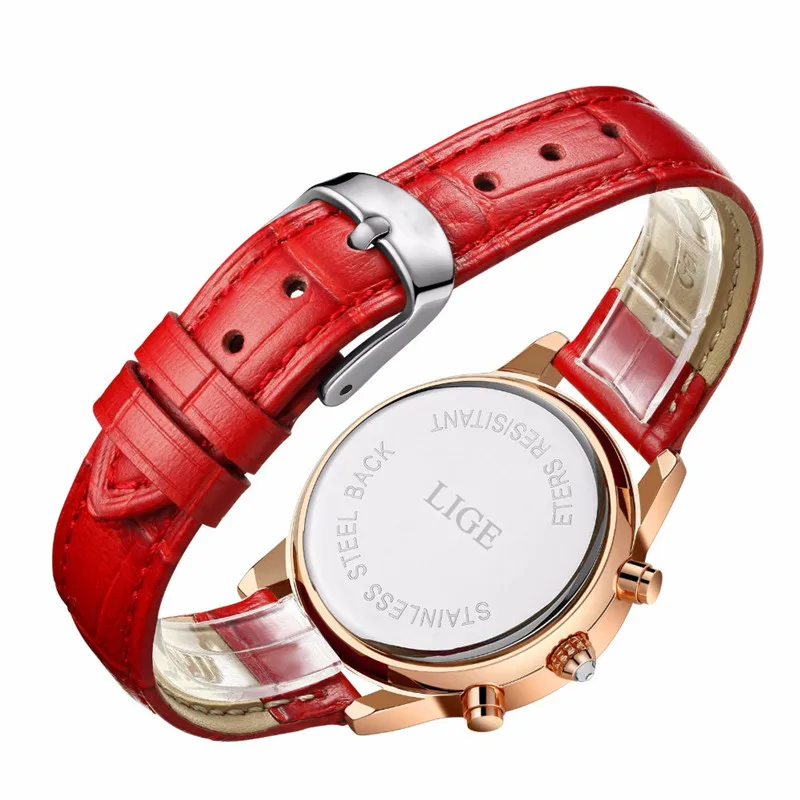 LIGE Top Luxury Brand Women Watches Leisure fashion Leather Quartz Ladies Diamond Dress watch Female gift Relogio Feminino+Box