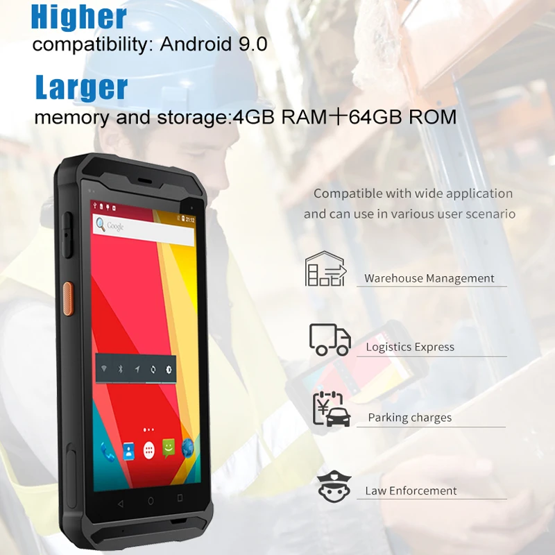 RUGLINE 5.5 inch Android 9.0 4GB RAM 64G ROM Industrial Rugged Handheld sScanner PDA With Google Play Service