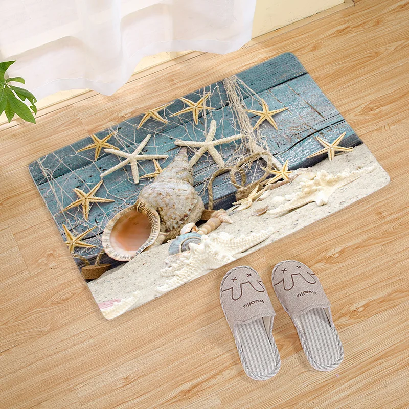 Shell Sea Doormat Bathroom Kitchen Floor Mat Door Rugs Nordic Beach Starfish Carpet Non-Slip Mat 3 Sizes felpudo paillasson