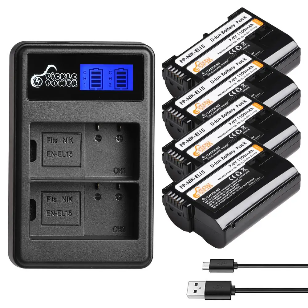 1900mAh Battery EN-EL15 EN EL15 EL15A + LCD Dual USB Charger for Nikon D7000 D7100 D7200 D500 D600 D610 D750 D800 D800E D810