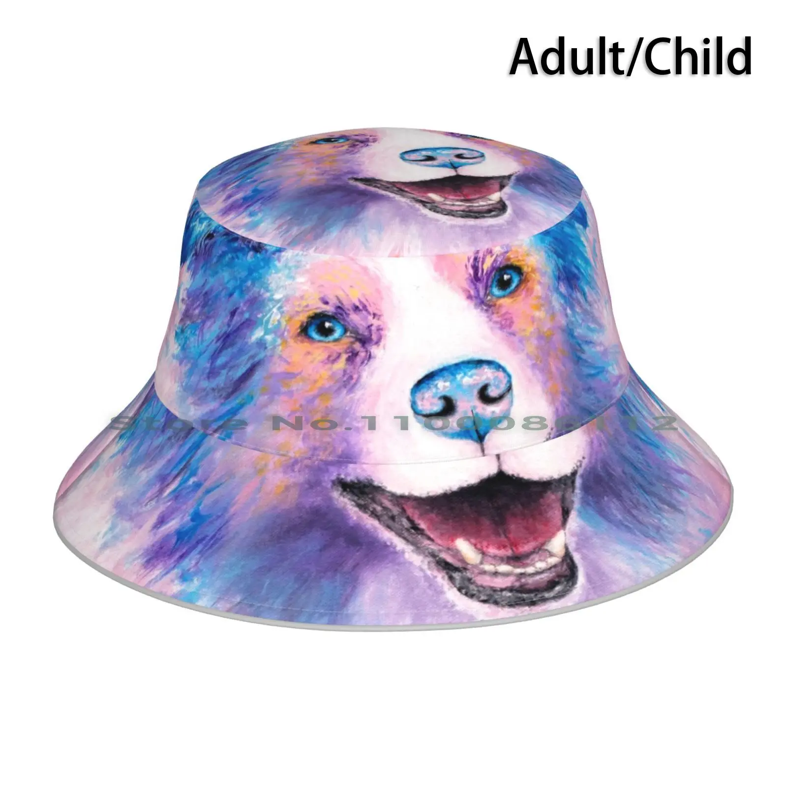 Aussie Australian Shepherd Dog Bucket Hat Sun Cap Aussie Australian Shepherd Dog Foldable Outdoor Fisherman Hat