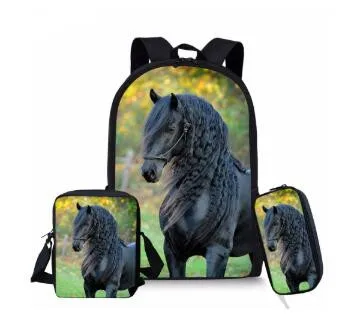 Horse Kids Backpack Printing School Bag Set For Teenager Children Girls Bookbag Satchel Schoolbag Mochila Escolar