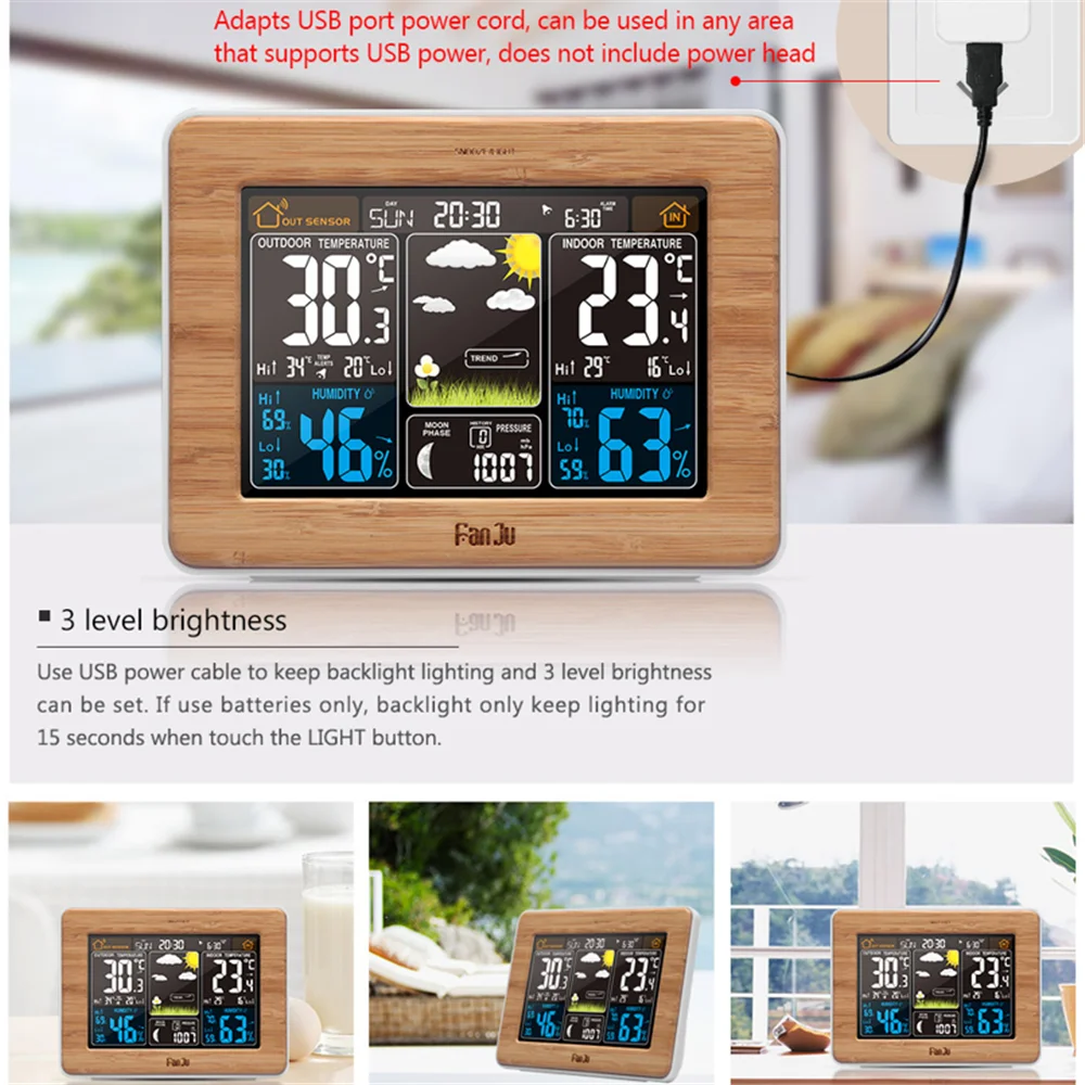 Digital Smart Alarm Clock Table Watch Electronic Desktop Clocks Wake Up Clock with Weather Forecast Snooze Calendar Function