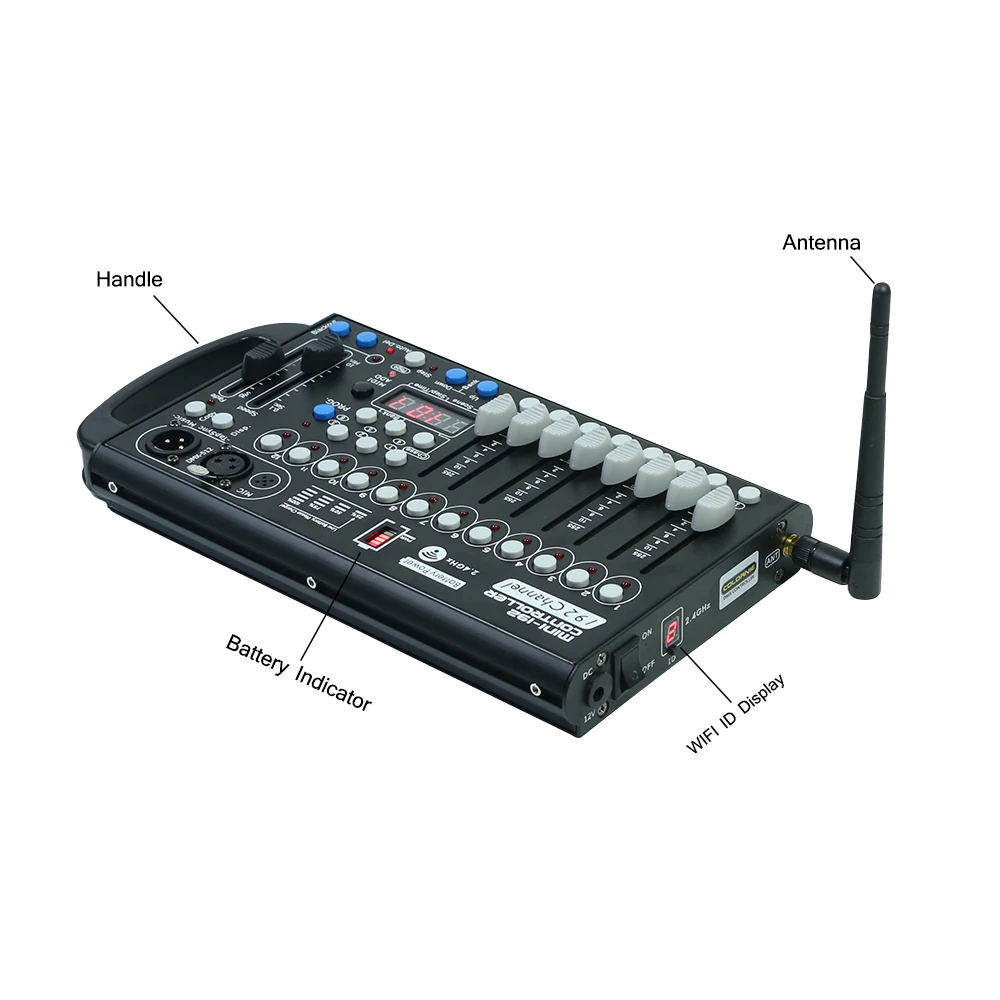 Bateria de energia 192ch sem fio dmx controlador wi fi recarga receptor para dj equipamentos led par movente head projectores controlle