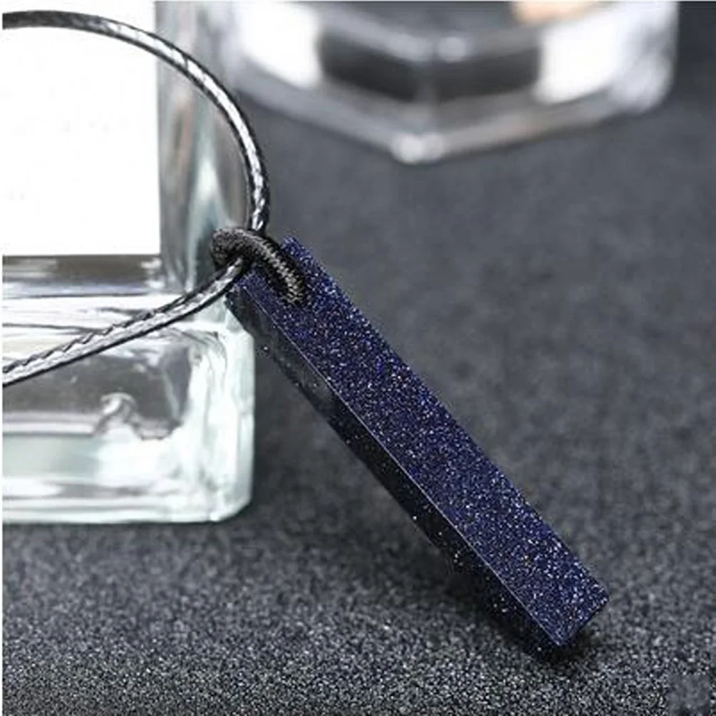 Natural Obsidian Cuboid Pendant Amulet Pendant with Chain Men's Jewelry Women's Jewelry