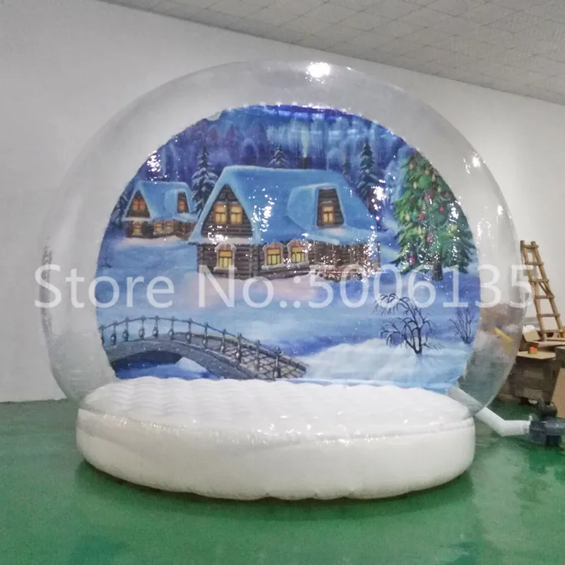 Grandi gonfiabili Snow Globe Promozione natalizia Globo di neve in PVC Pubblicità Photo Booth Ornamenti Palla Snow Globe per eventi