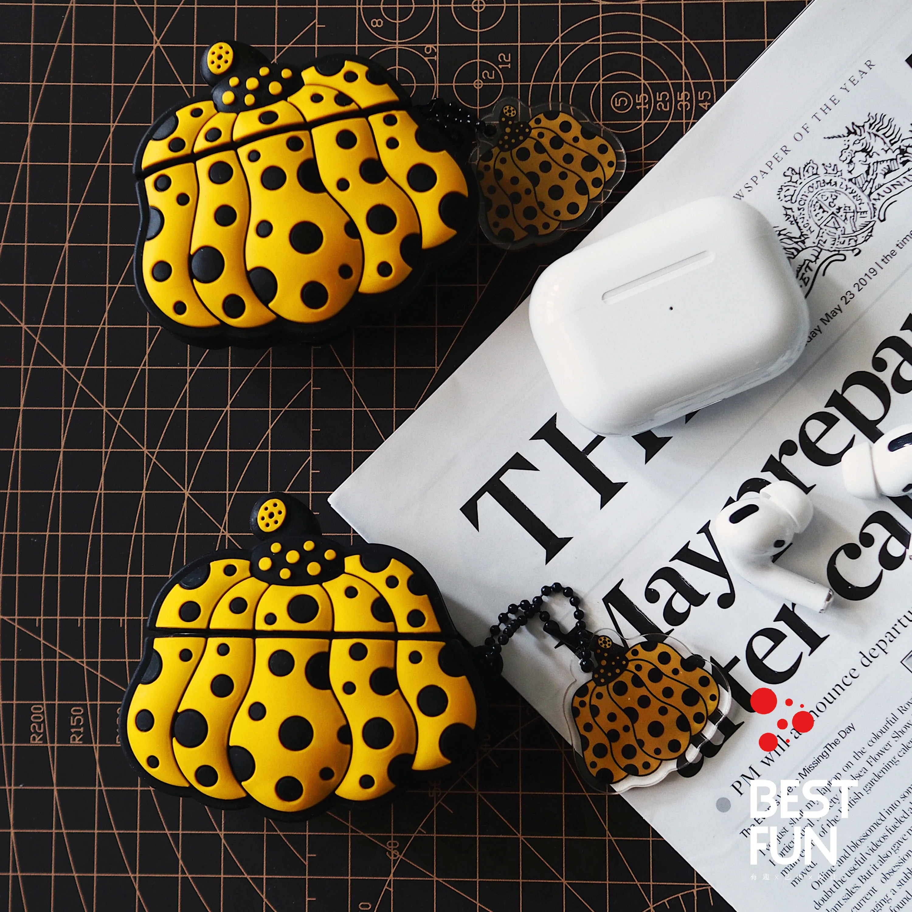 Yayoi Kusama-Apple Airpods Pro 123用ケース,3Dシリコン保護ケース