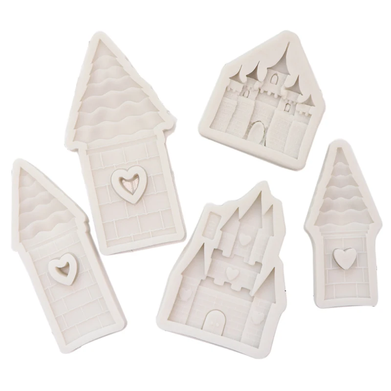 Castle 3D DIY Silicone Mold Chocolate Moulds Tray Jello Dessert Pastries Fondant Sugarcraft Forms Cake Decoration Tool M2598