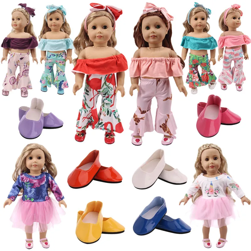 Doll Clothes Headband, Strapless Top, Pants, Solid Color Leather Shoes For 18 Inches US &43cm Baby Accessories, Generation Gifts