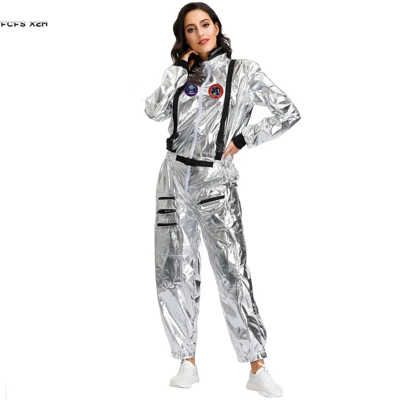 M-XL Female Astronaut Cosplay Women Halloween Cosmonaut Uniform Costumes Carnival Purim Parade Masquerade Role Play Party Dress