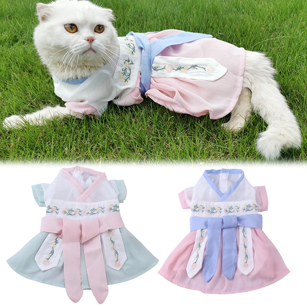 Elegante Costume da compagnia stile cinese Hanfu Cosplay cane Costume vestiti gatto festa Costume forniture per animali abbigliamento per cane gatto