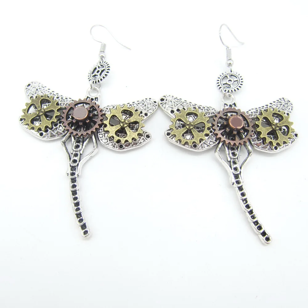 Cykopv-pendientes de diseño Original de pulpo/mariposa/búho/libélula/cabeza de Fénix/engranajes Vintage Steampunk, joyería de moda