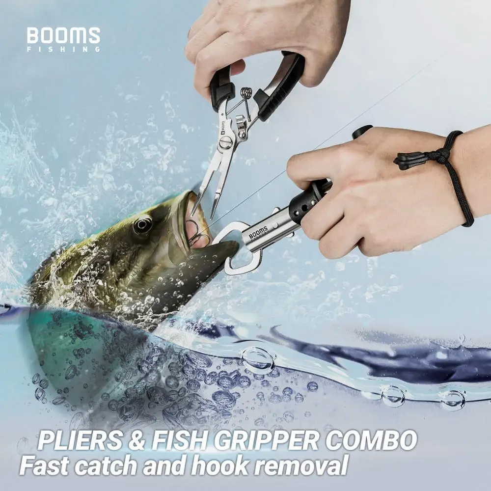 Booms Fishing H1027 Fishing Pliers Fish Gripper Stainless Steel Multifunction  Fishing Tool Set Braid Line Cutters Hook Remover