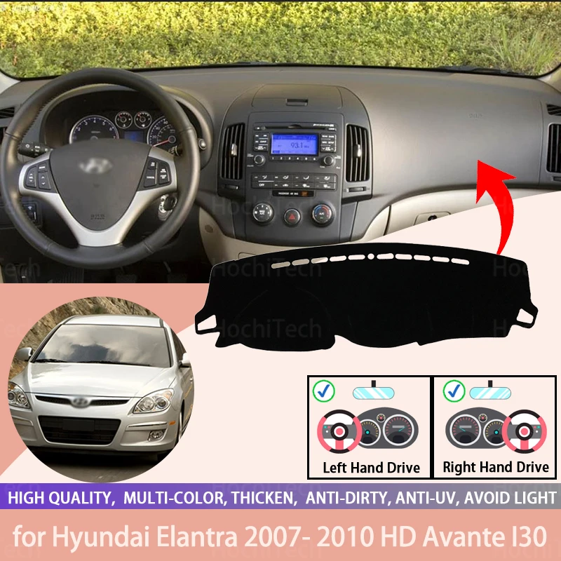 

For Hyundai Elantra 2007- 2010 HD Avante I30 Console Dashboard Suede Mat Protector Sunshield Cover