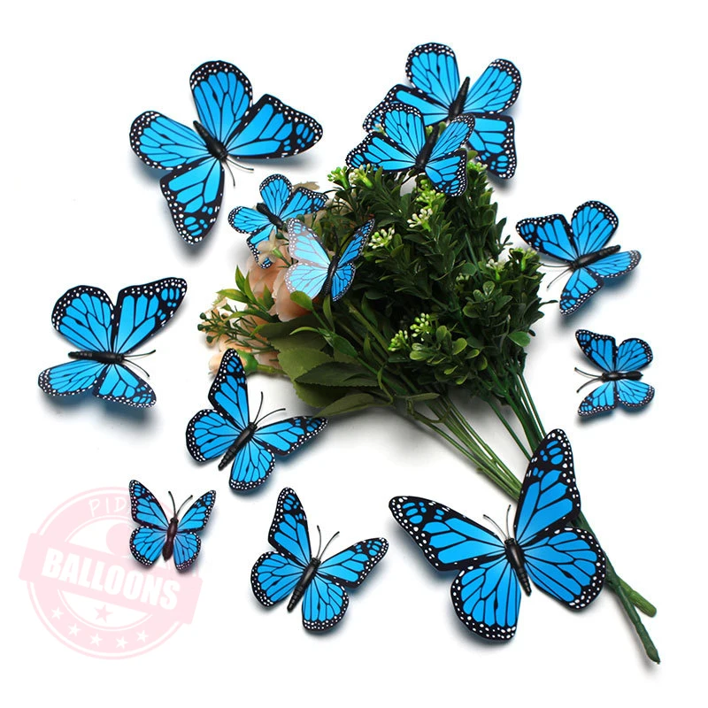 12pcs/set PVC Simulation Monarch Butterfly 3D Decoration Butterfly Wedding Festival Birthday Party Beautification Creative Decor