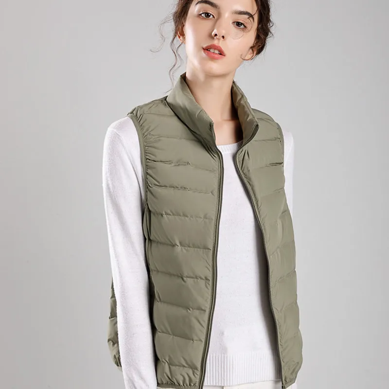 Women\'s Packable Ultra Lightweight Down Vest Outdoor Puffer Vest  90% White Duck Down Sleeveless Windproof Warm Waistcoat