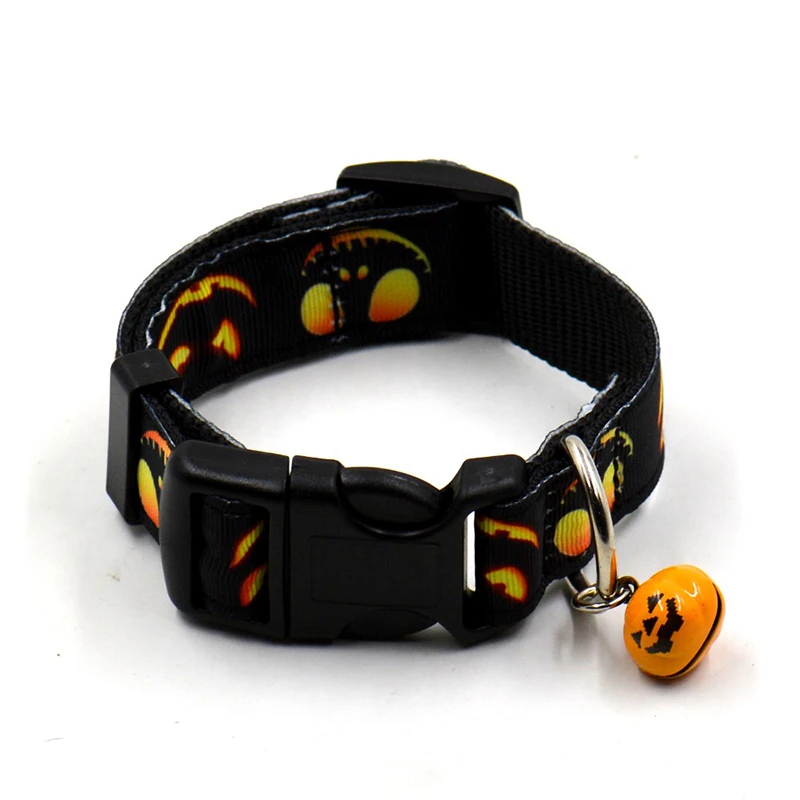 Nylon Halloween Pet Small Dog Collar Dog Pet Puppy Collar With Bell Festival Puppy Doggy Dress Up Collar  Pet Dog Collar