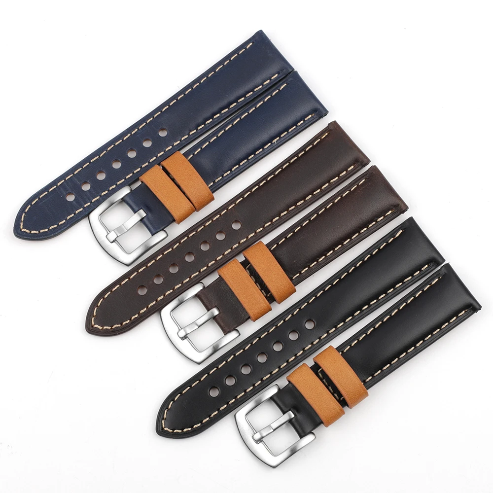 High Quality Genuine Leather Watch Band 18mm 20mm 22mm 24mm Vintage Cowhide Watch Strap Wristband Replacement for Each Watches