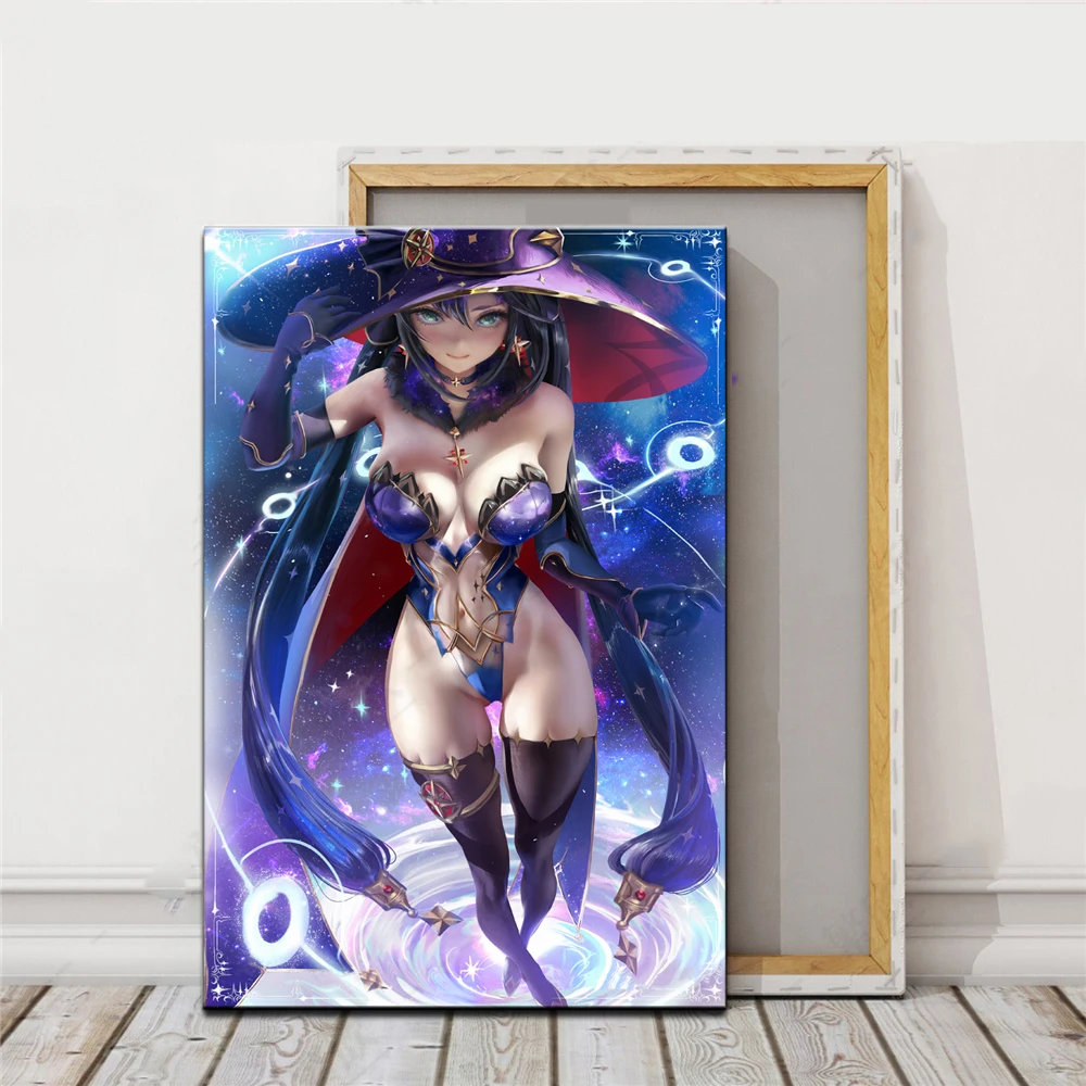 Cuadros Anime Sexy Mona Genshin Impact Ganyu Project Game Canvas Print Wall Art Decor Painting Home Decor Picture Decoration