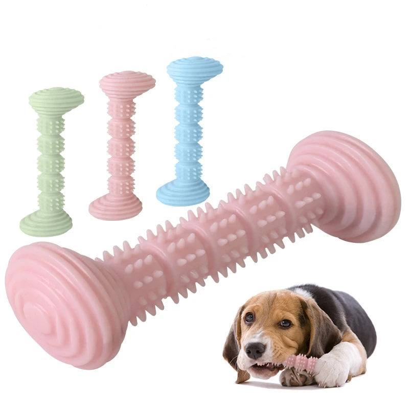 

Dog Chew Tooth Pet Toy Cleaning Stick Dog Toothbrush Chew Toy Three Color Dumbbell Shape Molar Flexible Bite Resistant Dog Toy