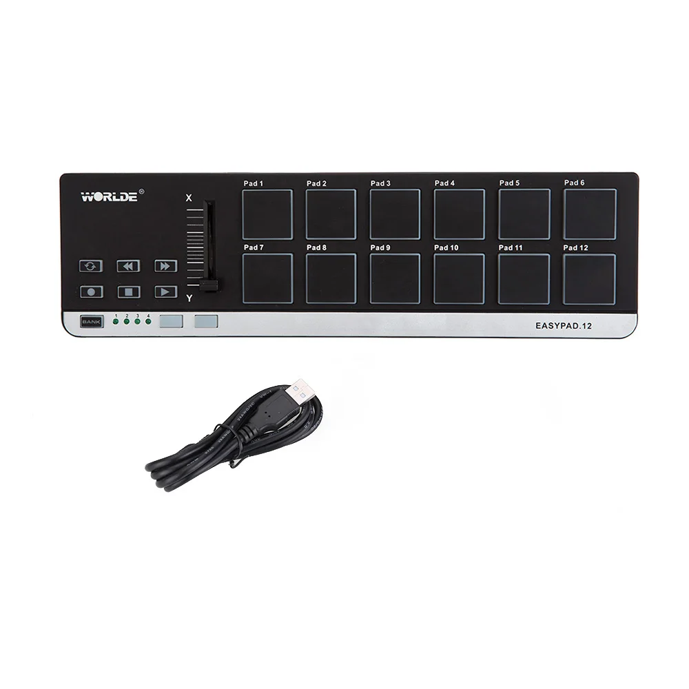 Worlde EasyPad.12 Drum Pads MIDI Controller Portable Mini MIDI Keyboard Controller with USB Cable