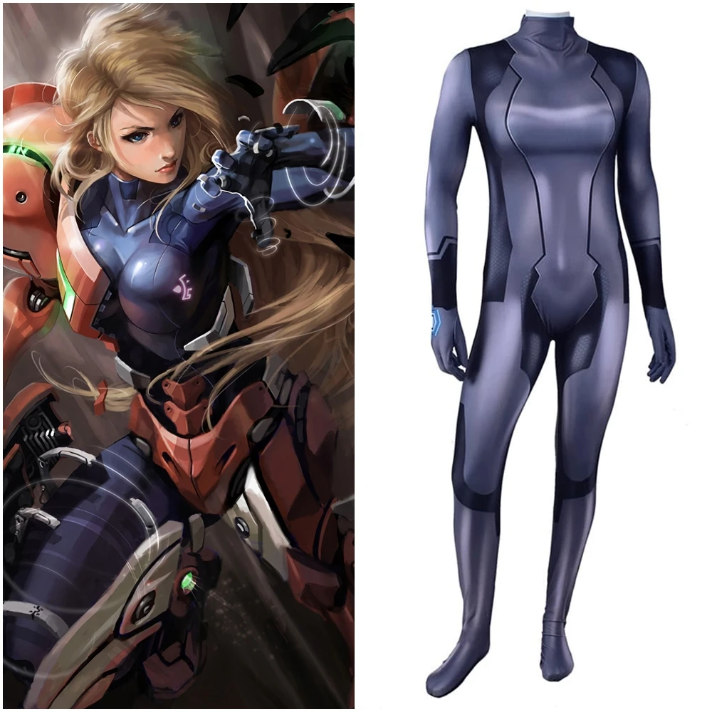 Metroid Samus Aran Zero Suit Black Cosplay Costume For Kids Adult