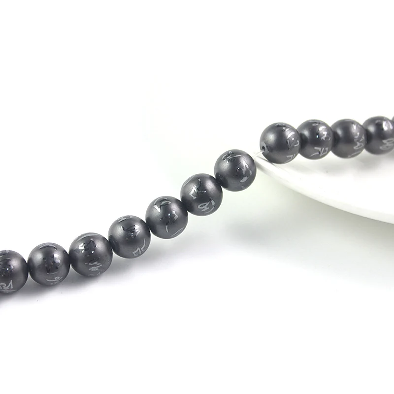 10pcs/pack God Hematite OM Mani Padmei Hum The Six-word Mantra Admonition Loose Beads Jewelry Making Christmas Gifts 2021 Trend