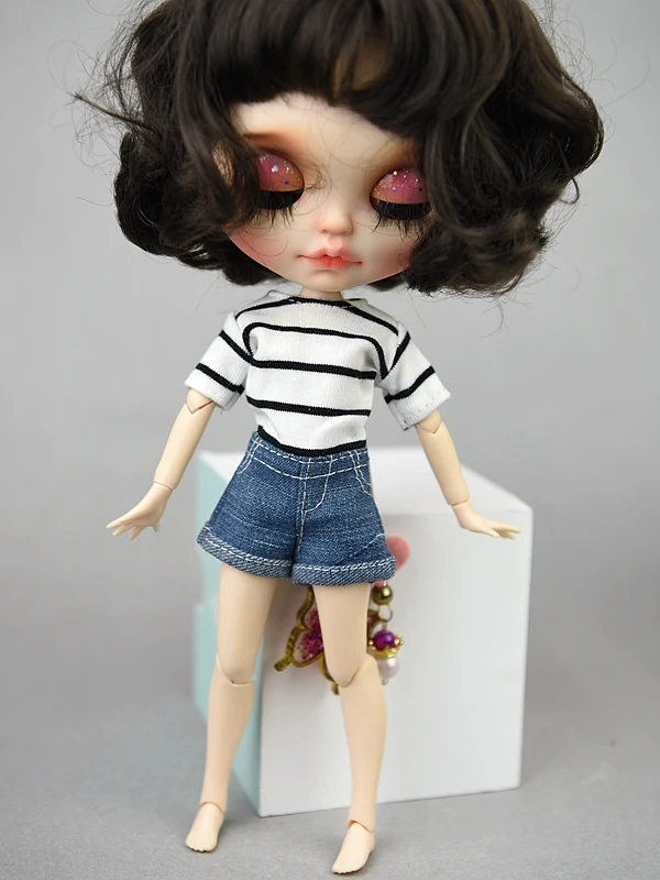 Doll Clothes stripe One Piece Jeans for Barbie for Blyth licca 1/6 Doll BJD accessories Dressing Up clothing Costume Kids gift