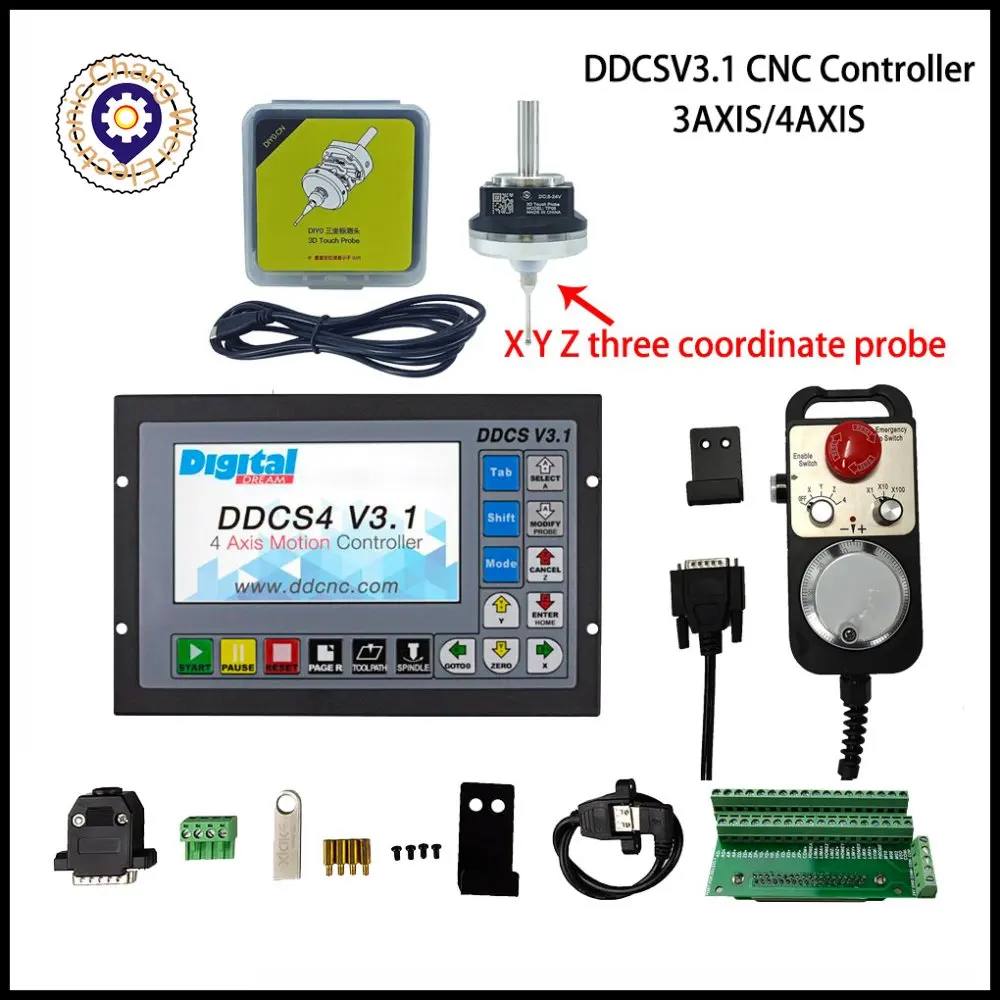 

Newly upgraded ddcsv3.1 motion control system kit engraving machine3/4axis offline controller+V5 anti-roll 3D probe edge finder